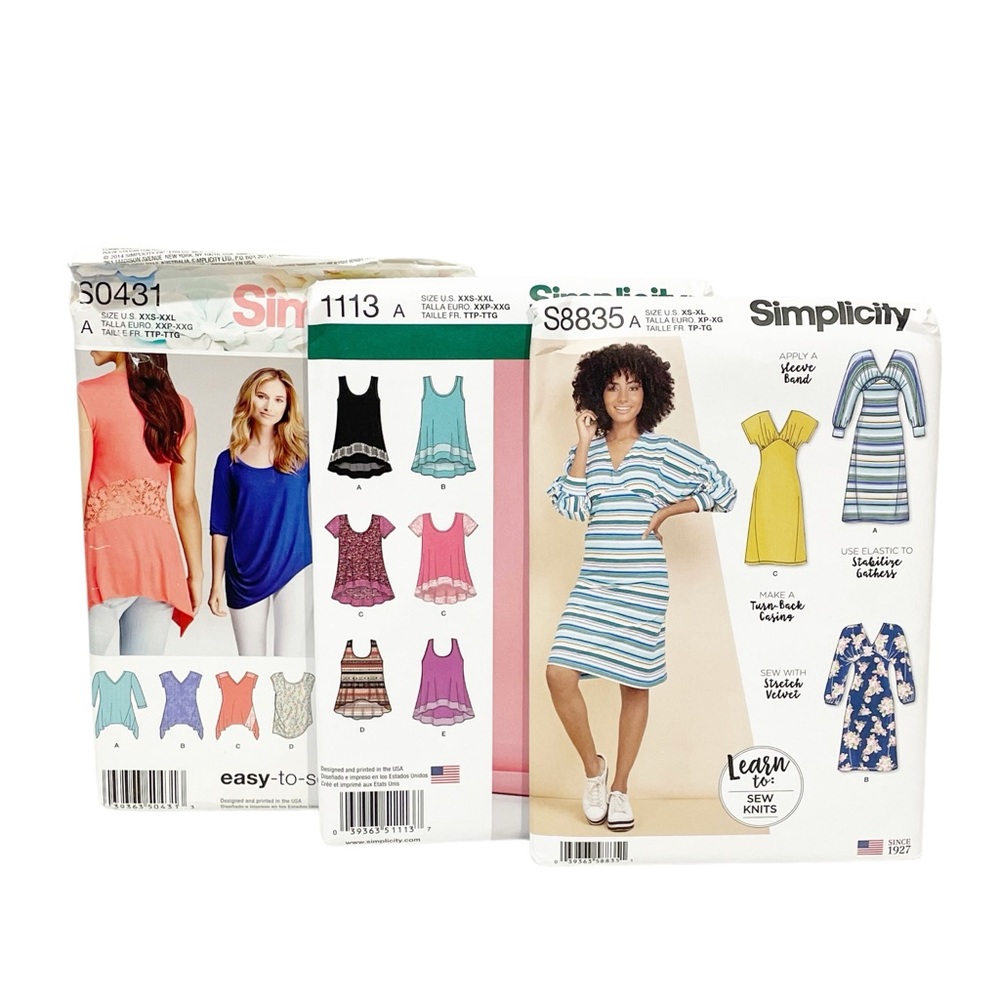 Simplicity Lot of 3 Size XXS-XXL Clothing Knitting Sewing Patterns NEW‎